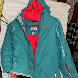 Columbia Kids Puffer Jacket - Aqua and Coral